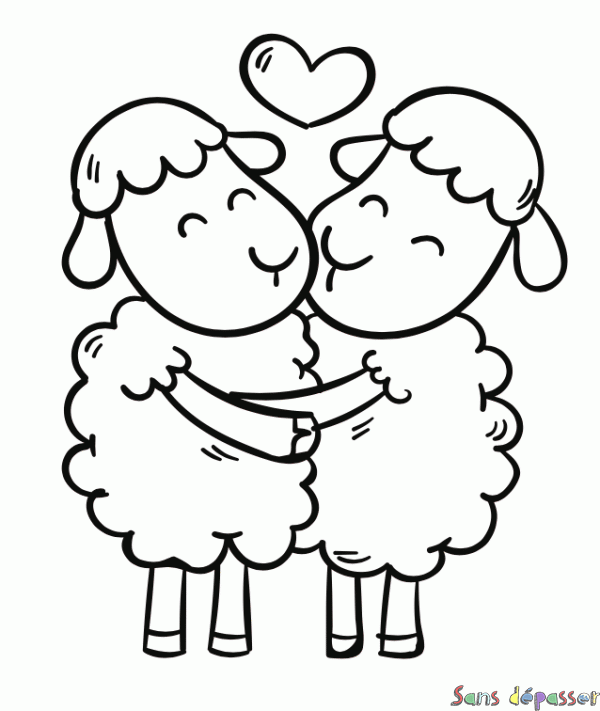 Coloriage Moutons amoureux