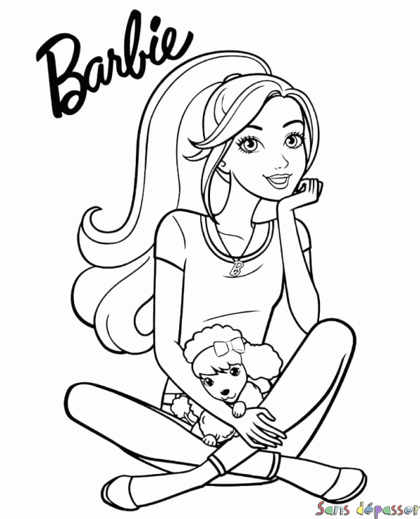 Coloriage Barbie et son chien