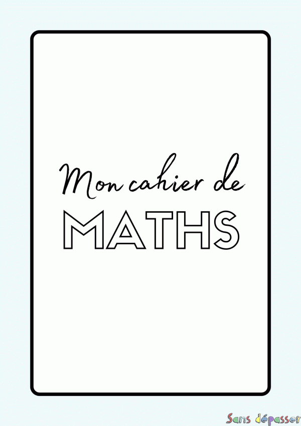 Coloriage Page de Garde Cahier de Mathématiques