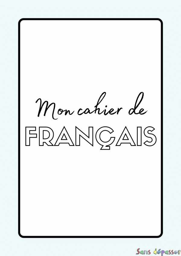 Coloriage Page de Garde Cahier de Français