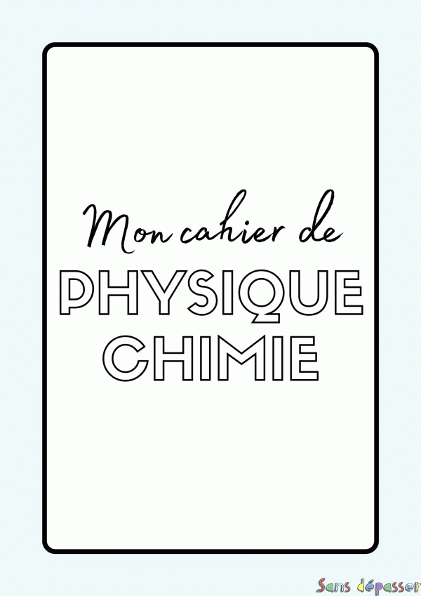 Coloriage Page de Garde Cahier de Physique Chimie