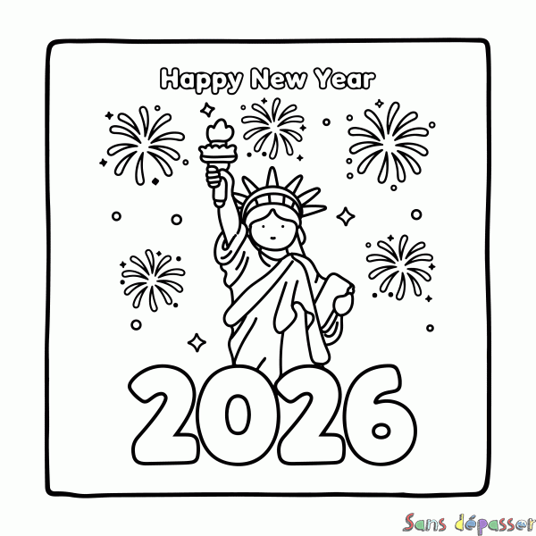 Coloriage Bonne ann&eacute;e 2026