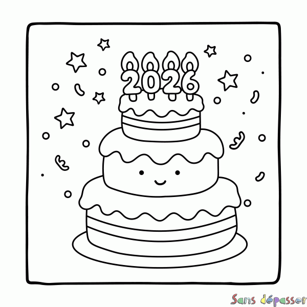 Coloriage Bonne ann&eacute;e 2026