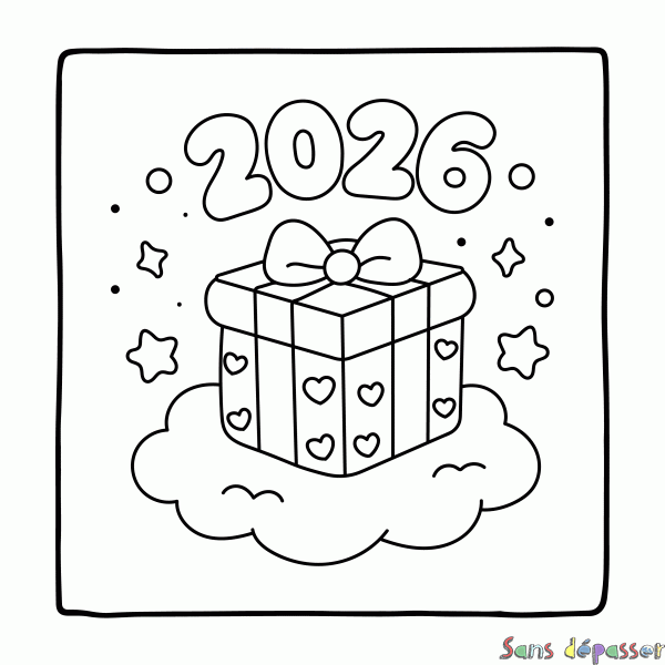 Coloriage Bonne ann&eacute;e 2026