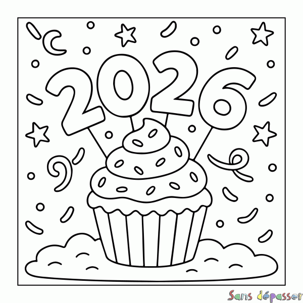 Coloriage Bonne ann&eacute;e 2026