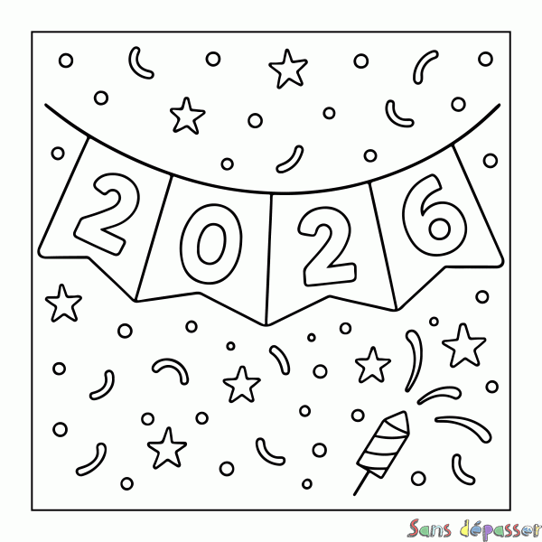 Coloriage Bonne ann&eacute;e 2026