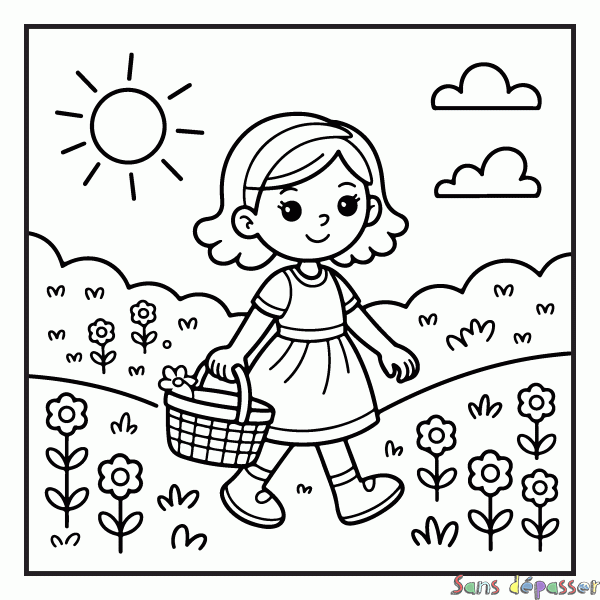 Coloriage Girly - Printemps 4