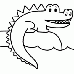 Coloriage Crocodile au bord de l'eau