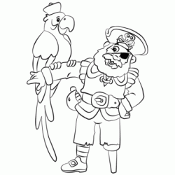 Coloriage Capitaine pirate et son perroquet