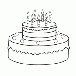 Coloriage Gâteau d'anniversaire - 7 ans