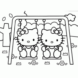 Coloriage Hello Kitty fait de la balançoire