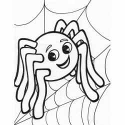 Coloriage Petite araignée sur sa toile