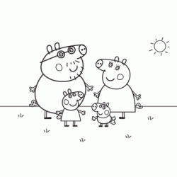 Coloriage Peppa Pig et sa famille