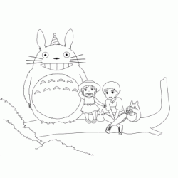 Coloriage Totoro et ses amis