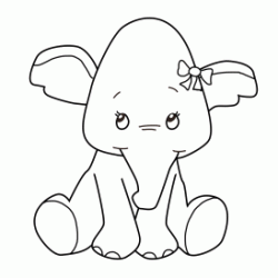 Coloriage Petit éléphant avec un noeud