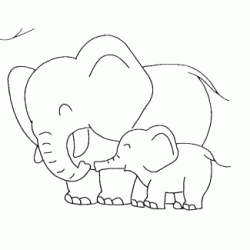 Coloriage Maman Eléphant et son bébé