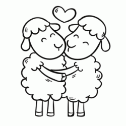 Coloriage Moutons amoureux