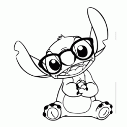 Coloriage Stitch avec des lunettes