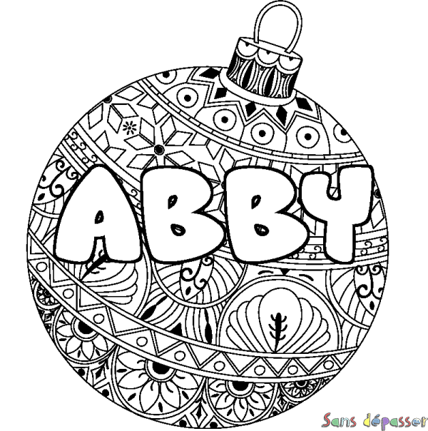 Coloriage prénom ABBY - d&eacute;cor Boule de No&euml;l