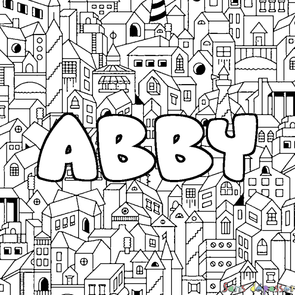 Coloriage prénom ABBY - d&eacute;cor Ville
