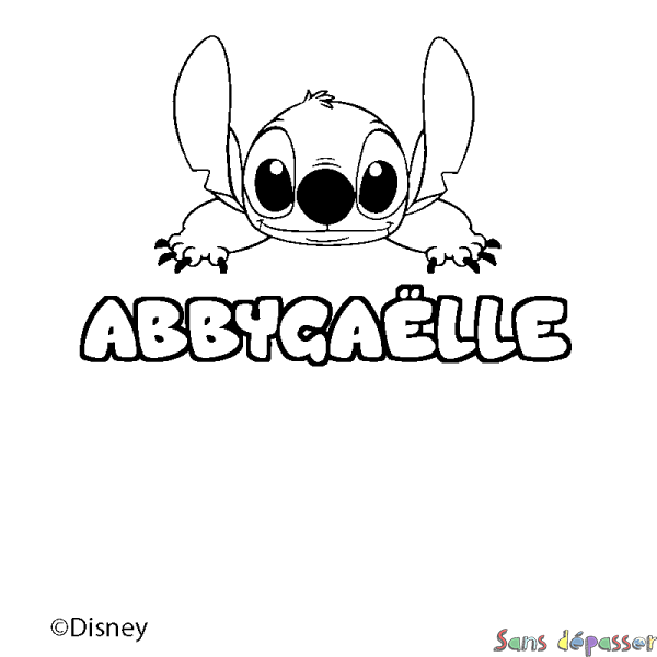 Coloriage pr&eacute;nom ABBYGA&Euml;LLE - d&eacute;cor Stitch