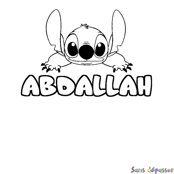 Coloriage prénom ABDALLAH - d&eacute;cor Stitch