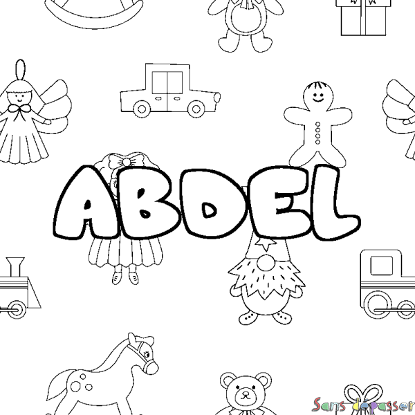 Coloriage prénom ABDEL - d&eacute;cor Jouets