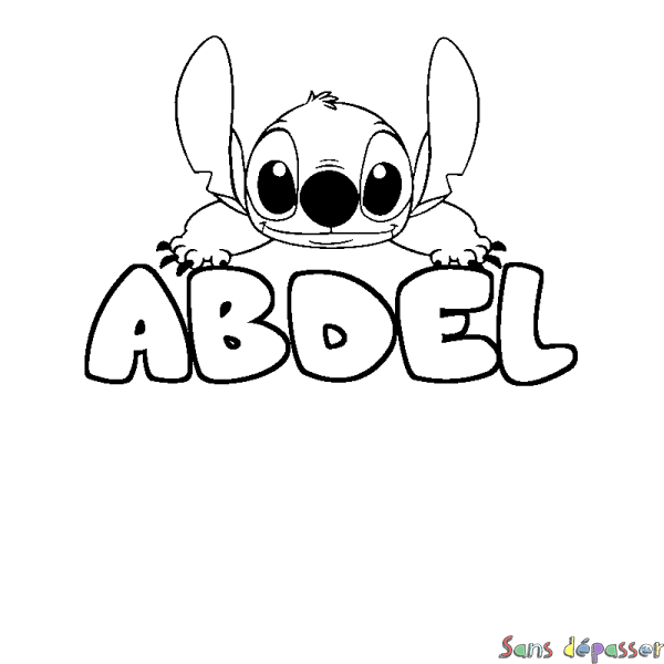 Coloriage prénom ABDEL - d&eacute;cor Stitch