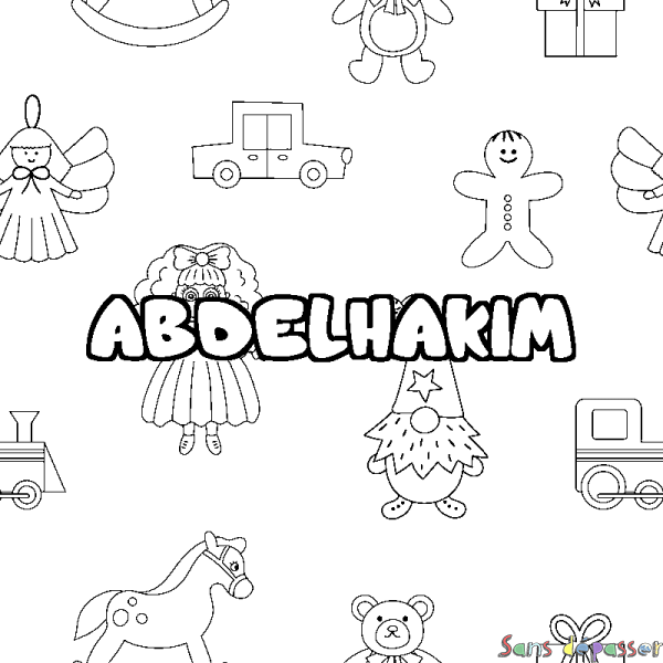 Coloriage prénom ABDELHAKIM - d&eacute;cor Jouets