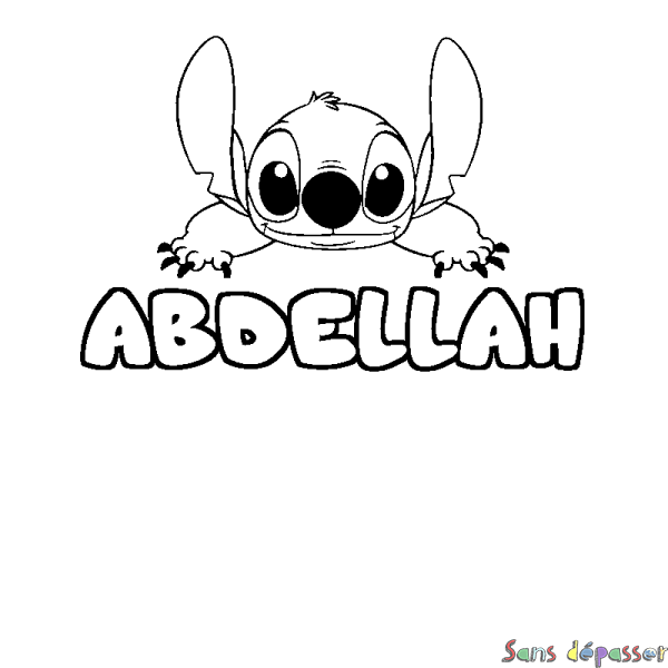 Coloriage prénom ABDELLAH - d&eacute;cor Stitch