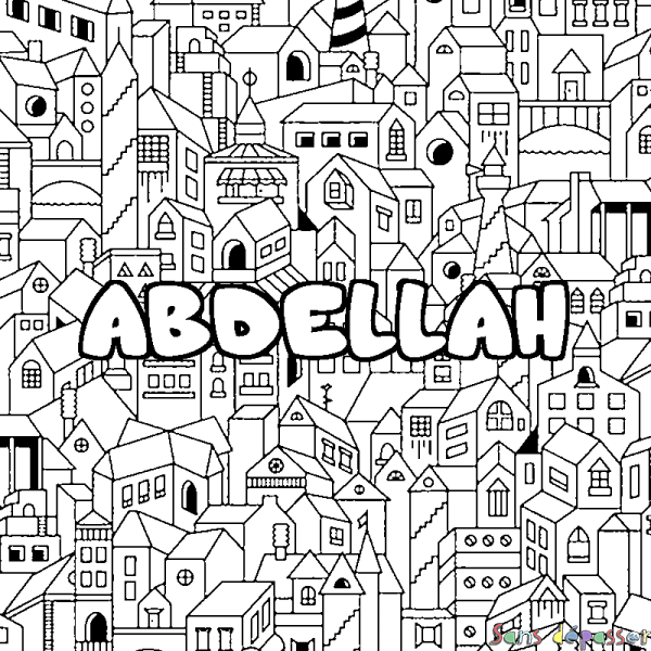 Coloriage prénom ABDELLAH - d&eacute;cor Ville