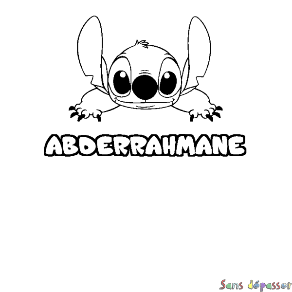 Coloriage prénom ABDERRAHMANE - d&eacute;cor Stitch