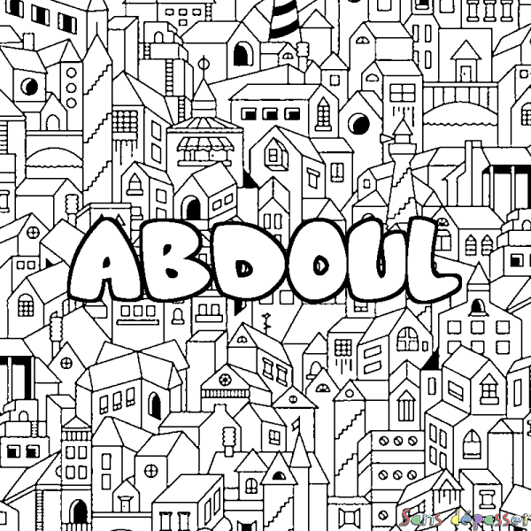 Coloriage prénom ABDOUL - d&eacute;cor Ville