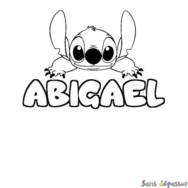 Coloriage prénom ABIGAEL - d&eacute;cor Stitch