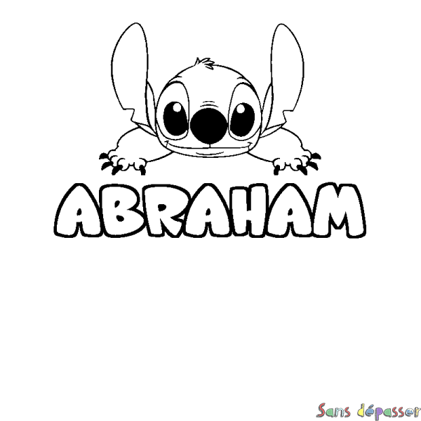 Coloriage prénom ABRAHAM - d&eacute;cor Stitch