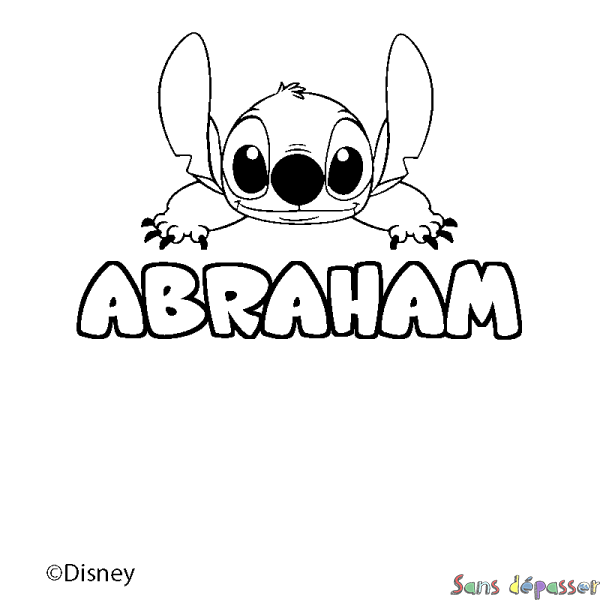 Coloriage pr&eacute;nom ABRAHAM - d&eacute;cor Stitch
