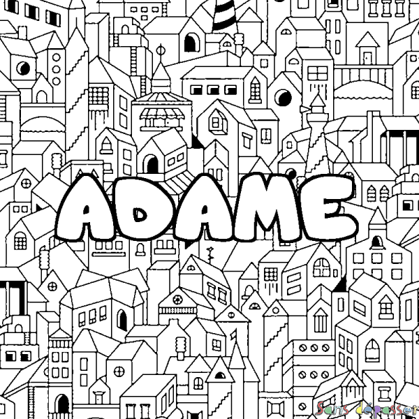 Coloriage prénom ADAME - d&eacute;cor Ville