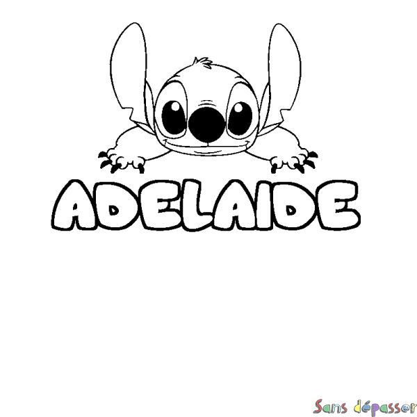 Coloriage prénom ADELAIDE - d&eacute;cor Stitch