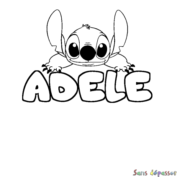 Coloriage prénom ADELE - d&eacute;cor Stitch
