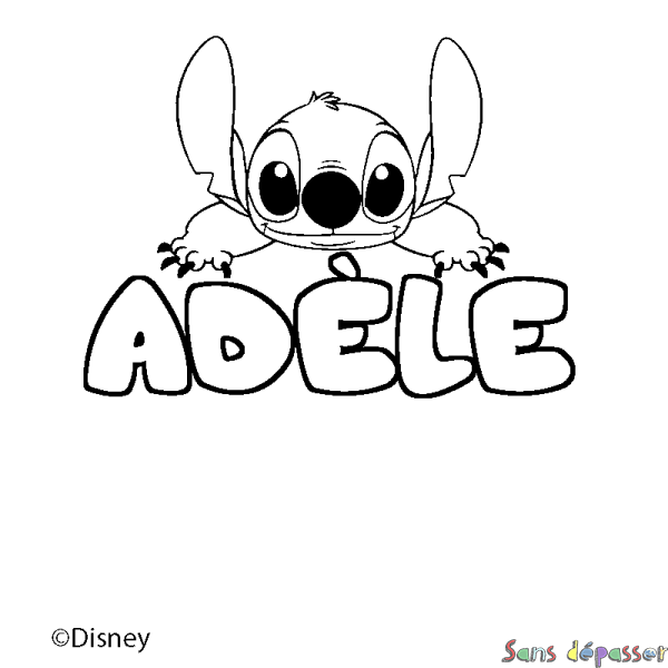 Coloriage pr&eacute;nom AD&Egrave;LE - d&eacute;cor Stitch