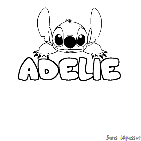 Coloriage prénom ADELIE - d&eacute;cor Stitch