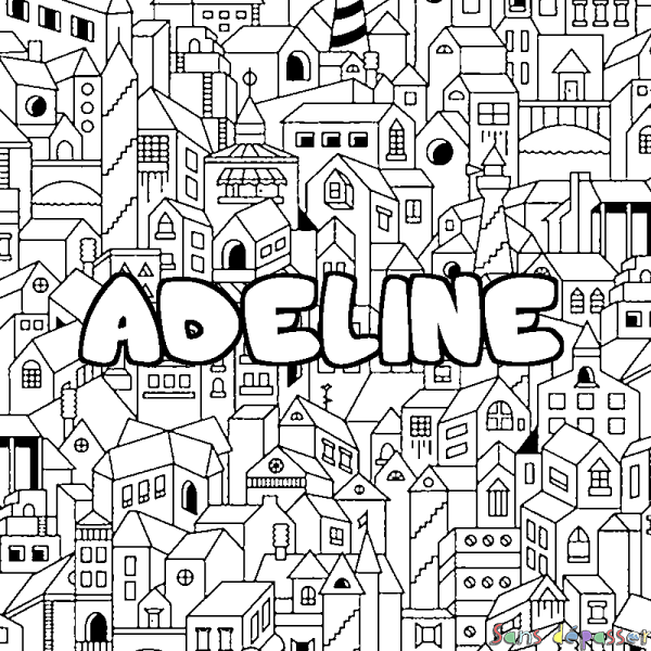 Coloriage prénom ADELINE - d&eacute;cor Ville