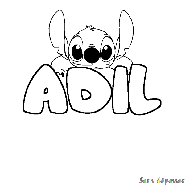 Coloriage prénom ADIL - d&eacute;cor Stitch