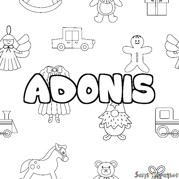 Coloriage prénom ADONIS - d&eacute;cor Jouets