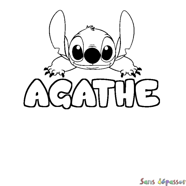 Coloriage prénom AGATHE - d&eacute;cor Stitch