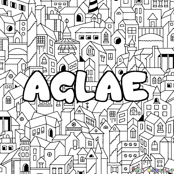 Coloriage prénom AGLAE - d&eacute;cor Ville