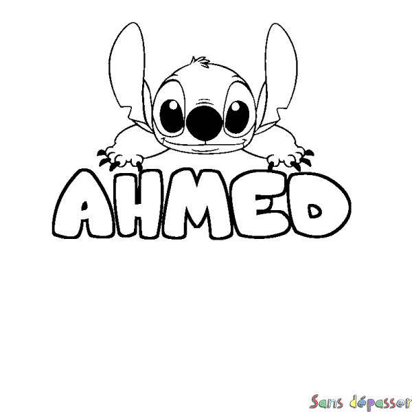 Coloriage prénom AHMED - d&eacute;cor Stitch