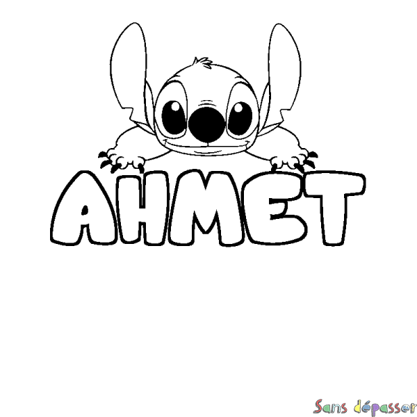 Coloriage prénom AHMET - d&eacute;cor Stitch
