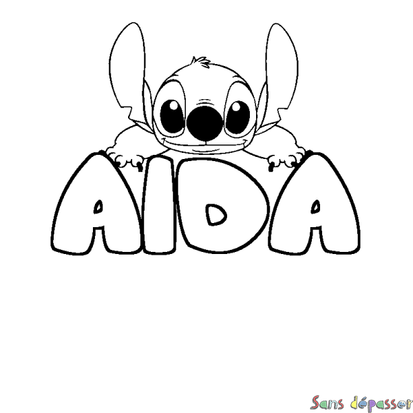 Coloriage prénom AIDA - d&eacute;cor Stitch