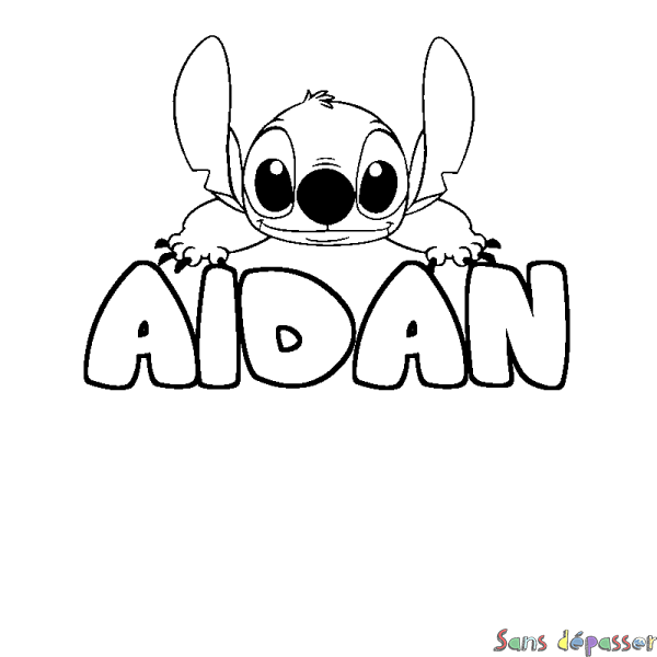 Coloriage prénom AIDAN - d&eacute;cor Stitch